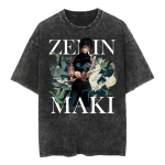 Harajuku Anime Jujutsu Kaisen Zenin Maki Vintage Pesitud T-s&auml;rk Puuvillane Meeste Streetwear &Uuml;le suurusega Naiste L&uuml;hikeste varrukatega S mitmev&auml;rviline