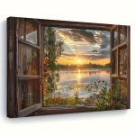 Aknavaade J&auml;rve P&auml;ikeseloojang Seinakate Seinale Riputatav Kunstikujundus Rahulik Loodusstseen Elutuppa Magamistuppa Kodukaunistus Mittetoksiline 180x200cm beige