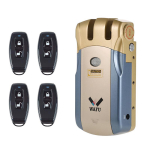 Nutikas vargusvastane s&otilde;rmej&auml;lje- ja parooliga ukselukk lihtsa paigaldusega Blue Silver + 4 Remotes + Tuya WiFi Remote Unlock
