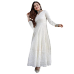Yashika Naiste ja T&uuml;drukute Chikankari Pikk Kurti Kleit(YSK1 3 ) XL valge