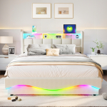 Multifunktsionaalne panipaiguga voodi RGB LED-riba ja muusikaga s&uuml;nkroniseeritava valgusega, h&uuml;draulilise t&otilde;stukiga panipaiguala, USB Type-C laadimispistikuga peats 140*200cm