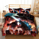 Godzilla vs King Kong Filmi Multikate Prindiga Voodipesu Komplekt 2D Prindiga Tekikott &Uuml;heinimese T&auml;ism&otilde;&otilde;dus Queen King Voodipesu 135x200cm black