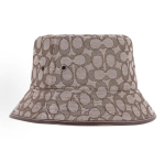 coach Signature Jacquard L&otilde;uend &Auml;mbrim&uuml;ts, &Uuml;leni Klassikalise C Logoga Taaskasutatud Puuvilla Segu Lai &Auml;&auml;r Khaki Vintage Luksuslik UV-kaitse Kalurim&uuml;ts adjustable khaki