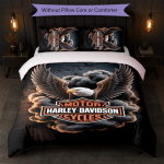 Harley-Davidson Tr&uuml;kiga 3-osaline tekikottide komplekt 1 tekikott ja 2 padjap&uuml;&uuml;ri Pehme voodipesu Koduseks Magamistoaks 135cm*200cm