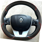 Renault Laguna 3 2007-2012 Renault Zoe 2016 jaoks Must Nahk K&auml;sit&ouml;&ouml;na &Otilde;mmeldud Libisemisvastane Roolikate Interj&ouml;&ouml;r punane