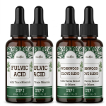 T&auml;ielik 2-astmeline soolestiku puhastus- ja detox-komplekt &ndash; puju-nelgisegu ja fulvohappe tilgad seedimise toetamiseks &ndash; 120 ml (2 x 60 ml) 2pack