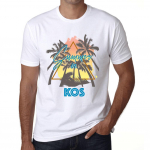 Meeste Vintage T-s&auml;rk Graafiline T-s&auml;rk Summer Triangle Kos White XS valge
