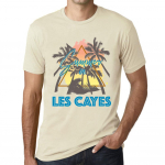 Meeste vintage T-s&auml;rk Graafiline T-s&auml;rk Summer Triangle Les Cayes Natural XS beež