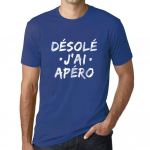Meeste vintage T-s&auml;rk Graafiline T-s&auml;rk Desole J'Ai Apero Royal Blue XS denim sinine v&auml;rv