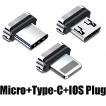 FONKEN Type-C Plug Micro USB laadija pistiku adapteri magnetkaabli pistik 8 kontaktiga pistik iPhone'i jaoks Micro+Type-c+For IOS Plug