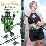Teleskoop&otilde;ngeritv 1,8M 2,1M 14BB metallist spinningurull magevees merevees bassiforellip&uuml;&uuml;k 1.8M Rod&Reel 1000
