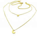 7bis [P8326] - Collier artisanal 'Au Clair de Lune' dor&eacute; - lune 8 mm- &eacute;toile 6 mm kuld