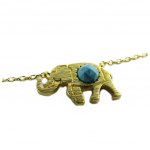 7bis [P8331] &ndash; k&auml;sit&ouml;&ouml;na valmistatud kaelakee &bdquo;India Elephant&rdquo; t&uuml;rkiissinine kuld &ndash; 16x8 mm t&uuml;rkiissinine