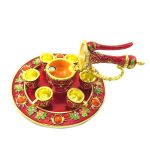 Les Tr&eacute;sors De Lily [P9436] - Coffret &agrave; Bijoux 'Service &agrave; Th&eacute;' rouge dor&eacute; - 65x40 mm punane