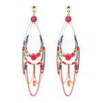 Les Tr&eacute;sors De Lily [Q2602] - Boucles Cr&eacute;ateur 'Acapulco' multicolore dor&eacute; - 12x3 cm mitmev&auml;rviline