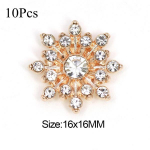 10tk Snowflake Cabochon Metal Base Strass Glitter Rhinestone n&ouml;&ouml;bid riided Kingad Kotid Aksessuaarid DIY k&auml;sit&ouml;&ouml; 16*16MM Crystal kuld