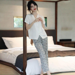 Naiste suvise leopardimustriga vabaaja pidžaama l&uuml;hikeste varrukatega kost&uuml;&uuml;m Ice Silk pidžaama XL leopard