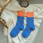 Beebi sokid Vintage ruuduline vasikasokid poisid T&uuml;drukud V&auml;ikelapsed Kontrastv&auml;rv Klassikaline ruudustik torus Sokid Lastele Pikad sokid 1-5 a M sinine