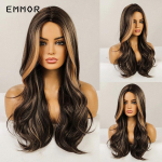 Pikad keskmise osa juuksed HairType Parukad Mustpruun blondide esilet&otilde;stmistega Cosplay Party Laineline mood kuumakindel s&uuml;nteetiline parukas naistele
