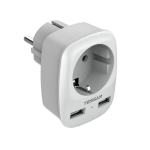 TESSAN European Outlets Extender Power Strip koos 1/3 vahelduvvoolu pistikupesaga, 2 USB laadimispesa ja sisse/v&auml;lja l&uuml;litiga EU seinakontakt koju, kontorisse, reisimiseks 1 Outlets & 2 USB Ports hall v&auml;rv