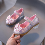 TWINFLAMES T&uuml;drukute nahast kingad Uued Bow Kids Tantsukingad K&otilde;rge kontsaga Performance Kingad Fashion Performance Princess Lastejalatsid 26 h&otilde;be