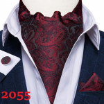 Meeste Ascot Lips Sinine Punane Cravat &auml;rile Paisley Silk Tie Hanr&auml;tik Mansetin&ouml;&ouml;bid Lipsukomplekt DibanGu AS-2055