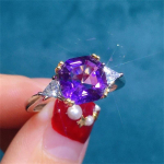 Bella Box ruudu kujuga lilla temperamendiga elegantsed avamiss&otilde;rmused naistele tsirkoonist kihluspeo peened klassikalised ehted Adjustable Opening lilla