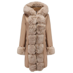 Naiste talvepargid Kapuutsiga t&otilde;mblukuga mantel, pikk kunstkarusnahast krae mansett, paksendatud fliisvoodriga soe mantel Stiilne v&auml;lisriided 3XL khaki