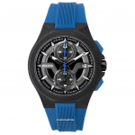 Bulova Maquina kronograaf must sihverplaadiga sinine rihm kvarts 98B380 100M meeste k&auml;ekell