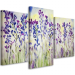 Kolmeosalise pildiga l&otilde;uenditr&uuml;kk Field Flowers Violet 60x40 lilla