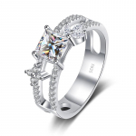 Bague Ringen nelja k&uuml;&uuml;nega D v&auml;rviga 1-karaadine printsessil&otilde;ikega moissanite s&otilde;rmus S925 h&otilde;beplaat Pt950 plaatina ehted naistele pulmadeks 1ct No.5 valge