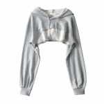 Naiste esteetilised punk pikkade varrukatega kapuutsid Crop Top Lihtne &uuml;hev&auml;rviline vabaaja vaba seksikas v&auml;ljal&otilde;ikega Super Crop top t&auml;navar&otilde;ivad L hall