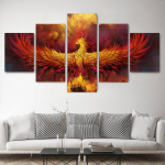 5 paneeli/komplekti L&otilde;uendmaalid Loomad Tulised Phoenix pildid Plakatid ja tr&uuml;kised kaasaegse elutoa seinakunsti kaunistamiseks 20x35cm*2 20x45cm*2 20x55cm*1