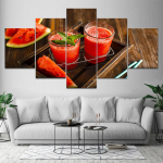 Moodne 5 paneeli puuviljamahla l&otilde;uendi maalimine Abstraktsed plakatid ja v&auml;ljatr&uuml;kid Modulaarne seinakunst Pilt Elutuba Kodukaunistus Ilma raamita 20x35cm*2 20x45cm*2 20x55cm*1