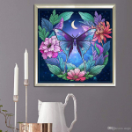 5D isetehtud teemantmaali kimp ja liblikas teemanttikandid, t&auml;ispikk anime ristpistes komplektid kodukaunistusega k&auml;sitsi valmistatud kingitus Round 25x25cm