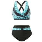 Naiste seksikas bikiinikomplekt, kaheosaline ujumistrikoo, mood Push Up lilledega tr&uuml;kitud poolitatud ujumistrikoo bikiinikost&uuml;&uuml;m naiste rannap&auml;itsetega ujumisriided A-S