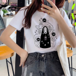 Studio Ghibli Spirited Away Harajuku Kawaii naiste T-s&auml;rk Naljakas Ullzangi T-s&auml;rk 90ndate Korea stiilis S valge