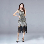 Vintage Flapper Great Gatsby peokleit V-kaelusega varrukateta litritega helmestega stiil Stiil Tutt Flapper Vestidos M