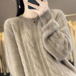 Pullover naiste s&uuml;gis- ja talvepuhas villane sviiter naiste &uuml;mara kaelusega pikkade varrukatega kudum avar ja mitmek&uuml;lgne pullover kampsun One Size roheline