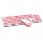2,4g juhtmevaba klaviatuurihiir kombineeritud retro-punk &uuml;mmargune klahvistik Mugav vaigistatud tr&uuml;kkimise klaviatuurihiir arvuti s&uuml;learvutile roosa