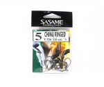 Sasame F-724A Chinu Ringed Offset konks, must suurus 5 (2104)