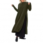 Pullover kleit pikkade varrukatega k&uuml;lmakindel tuhmumisvastane mood s&uuml;gistalvine termokleit naiste maksikleit kontorisse 2XL armee roheline v&auml;rv