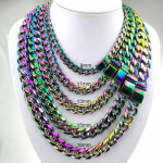 Vikerkaarev&auml;rviline meeste naiste Kuuba lingi kaelakee 9mm-41cm