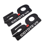 2X Chrome Metal 5.0 COYOTE V8 logo embleem 5,0L m&auml;rk, 3D k&uuml;lgporitiib kleebis Auto kleebis sobib M/ustang GT jaoks must