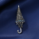 Naiste mood Vintgae Sinised kristallist vihmavarjuprossid naistele Luksuslikud kollase kulla v&auml;rvi emailiga sulamist prossid haakn&otilde;elad