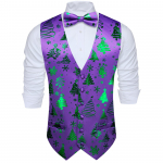 Barry.Wang Meeste Vest Vest Kikilips Hanr&auml;tik Mansetin&ouml;&ouml;bid Jacquard kootud siidist pulma tutvumispeo komplekt S