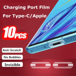 10 tk/partii laadimispordi kaitsekile kleebis, mis &uuml;hildub iOS-i/C-t&uuml;&uuml;pi mobiiltelefonide universaalse telefoni kaitsekilega Typc-C Matte Film(10Pcs)