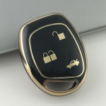 Kuldse servaga 3 nupuga TPU auto kaugjuhtimispuldi hoidiku korpuse puldi v&otilde;tmekaas Ford MONDEO FIESTA FOCUS C-MAX S-MAX TRANSIT KA GALAXY jaoks must