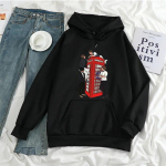 Uus Vii mind koju &uuml;hesuunalise kunstiga Pusa Pusa Naiste/Meeste Mood vabaaja Hip Hop Hoodid Armastajate riided Pullover Topid Unisex kapuuts L
