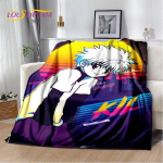 Anime Hunter&times;Hunter HxH Cartoon Pehme pl&uuml;&uuml;sist tekk, flanelltekk elutuppa magamistoa voodi diivani piknikukate 75cm x 90cm